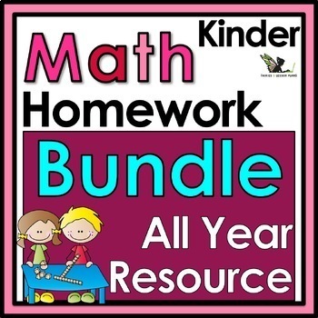 Preview of Kindergarten Weekly Math Homework, Morning Work, Spiral Review Activities Bundle