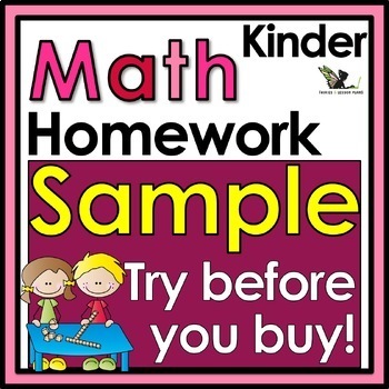 Preview of FREE Kindergarten Math Weekly Homework and Spiral Review Activities - Sample
