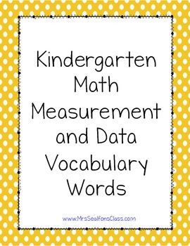 Preview of Kindergarten Math Illustrated Vocabulary Cards Measurement and Data