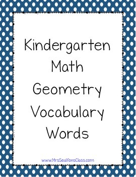 Preview of Kindergarten Math Illustrated Vocabulary Cards for Geometry