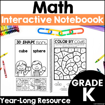 Preview of Kindergarten Math Curriculum Interactive Notebook Math Review Packet Worksheets