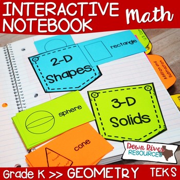 Preview of Kindergarten Math Interactive Notebook: Geometry- 2-D Shapes & 3-D Solids (TEKS)