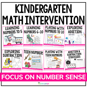 Preview of Kindergarten Math Intervention Full Year Bundle | Lessons and Assessment