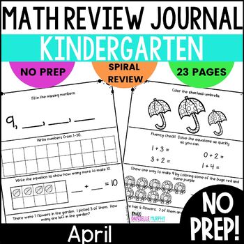 Preview of Kindergarten Math Journal April, Spring Math Prompts