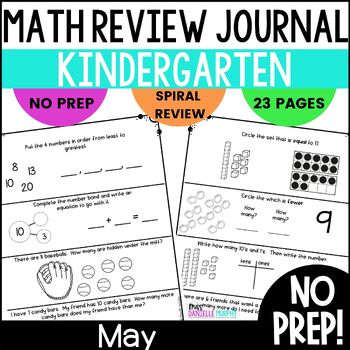 Preview of Kindergarten Math Journal May, Spring Math Journal Prompts