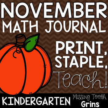 Preview of Kindergarten Math Journal November | Distance Learning