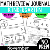 Kindergarten Math Journal Prompts, November Spiral Math Re