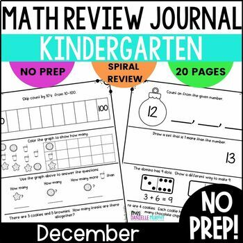 Preview of Kindergarten Math Journal Worksheets, Christmas Math Activities, Holiday Math