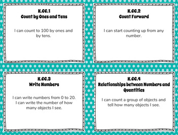 Preview of Kindergarten Math Kid-Friendly I CAN Statements for Common Core State Standards