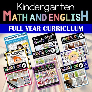Preview of Kindergarten Math & Language Arts Full Year Curriculum Bundle | DISCOUNT 50% OFF