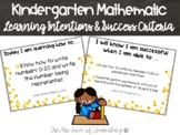 Kindergarten Math Learning Intentions and Success Criteria