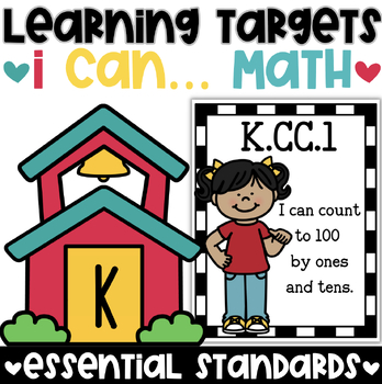 Preview of Kindergarten CCSSM Essential Math Standards | I Can…Learning Targets {Set 2}