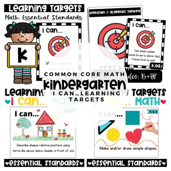 Preview of Kindergarten ELA & Math Learning Targets {I Can Statements}