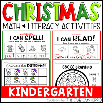 Christmas worksheets for Kindergarten by The Curious Hippo | TpT