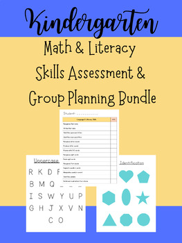 Preview of Kindergarten Math & Literacy Skills Assessment and Group Planning MEGA BUNDLE!
