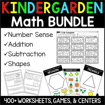 Preview of Kindergarten Math Mega BUNDLE - Number Sense, Shapes, Addition / Subtraction