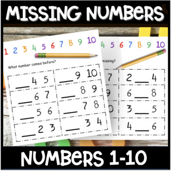 Preview of Numbers 1-10 and Counting 1-10 - Find the Missing Number - Kindergarten No Prep