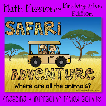 Preview of Kindergarten Math Mission-Escape Room Safari Mystery End of Year Review