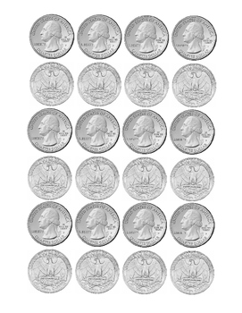 Kindergarten Math Money Counting Page of Quarters Tools for Common Core