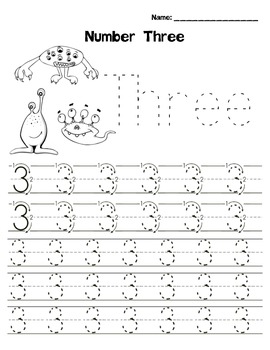 Kindergarten Math - Numbers 0-5 - Printing Practice - Space Theme