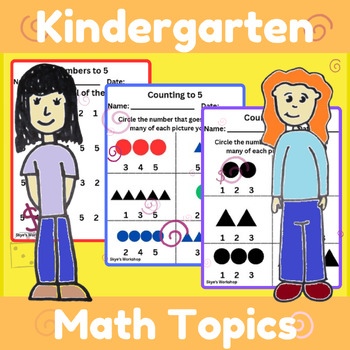 Preview of Kindergarten Math Packet ALL TOPICS Worksheets Starters (Aligns with IXL Math)