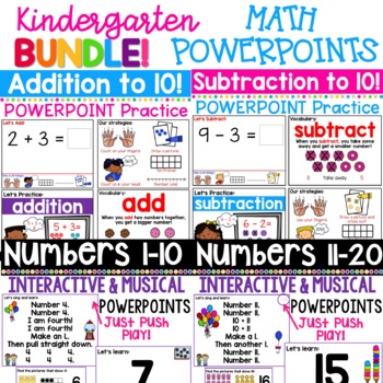 Preview of Kindergarten Math PowerPoints BUNDLE | Distance Learning Math