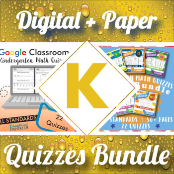 Preview of Kindergarten Math Quizzes Digital & Paper MEGA Bundle: Google & PDF Assessments