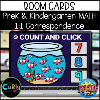 Preview of Kindergarten Math Review BOOM CARD Counting 1:1 Coorespondance