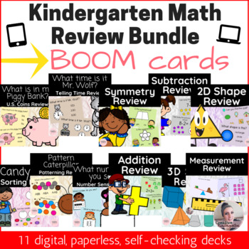 Preview of Kindergarten Math Review Bundle! 10 Digital Task Card Decks by BOOM Cards