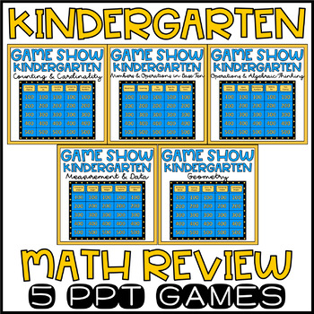 Preview of Kindergarten Math Review Game Show Bundle | First Week of School 1st Grade