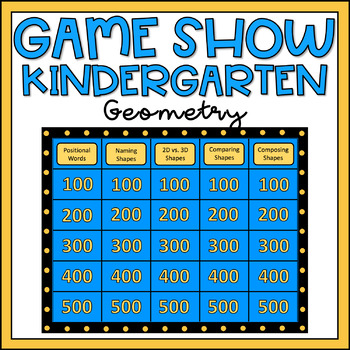 Preview of Kindergarten Math Review Game Show EDITABLE Geometry