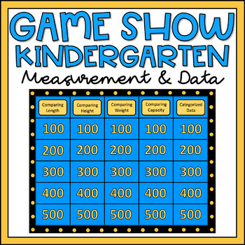 Preview of Kindergarten Math Review Game Show EDITABLE Measurement & Data