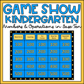 Preview of Teen Numbers for Kindergarten Math Review Game Show NBT EDITABLE
