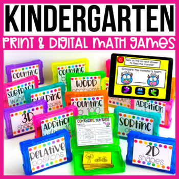 Preview of Kindergarten Math Review Games & Centers | Print + Digital