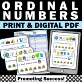 Ordinal Numbers Kindergarten Math Task Cards Spring Summer