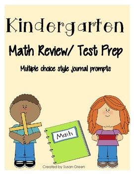 Preview of Kindergarten Math Review & Test Prep; multiple choice journal prompts