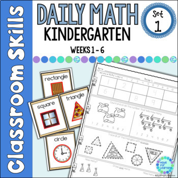 Preview of Kindergarten Math Daily Review Worksheets Standards Based Set 1 Weeks 1-6