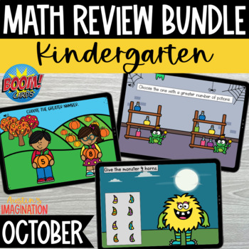 Preview of Kindergarten Math Review or Assessment Boom Cards - October Fall Bundle