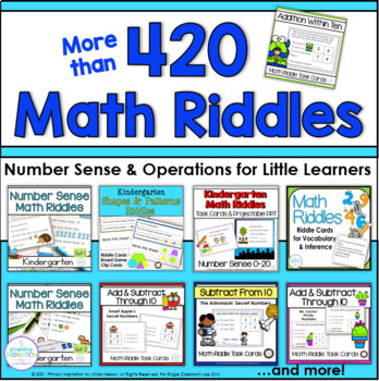 Preview of Kindergarten Math Riddle Bundle | Addition Subtraction Number Sense