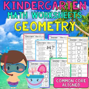 Preview of Kindergarten Math Skills Review Worksheets (2) : Geometry