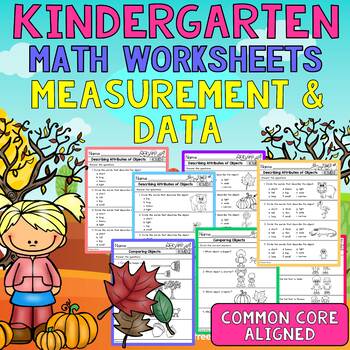 Preview of Kindergarten Math Skills Review Worksheets (3) : Measurement and Data