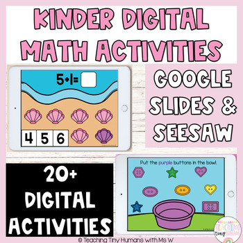 Preview of Kinder Math Slides & Seesaw Math Centers | Kindergarten Math Spiral Review