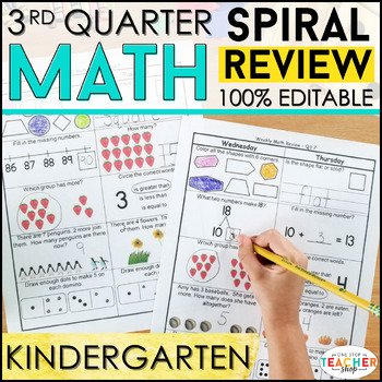 Preview of Kindergarten Math Spiral Review | Kindergarten Math Homework | 3rd QUARTER