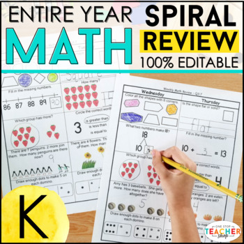 Preview of Kindergarten Math Spiral Review | Morning Work | Homework BUNDLE