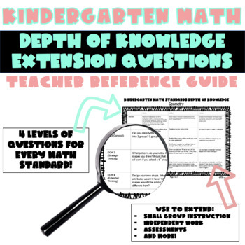 Preview of Kindergarten Math Standard DOK Extension and Differentiation for Advanced/Gifted