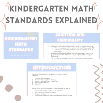 Preview of Kindergarten Math Standards Explained (For parents and teachers)