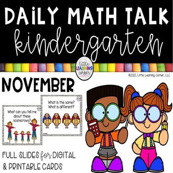 Preview of Kindergarten Math Talks - November - Digital and Printable