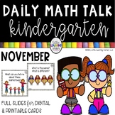 Kindergarten Math Talks - November - Digital and Printable