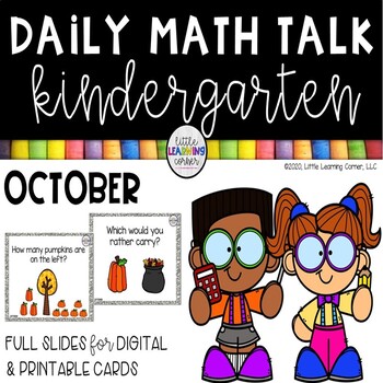 Preview of Kindergarten Math Talks - October - Digital and Printable