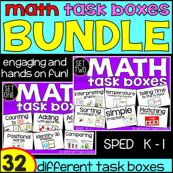 Preview of Math Task Boxes - BUNDLE (set 1 & 2)